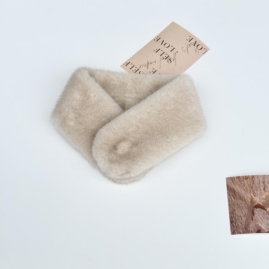 Korean Style Plush Velvet-Grade Imitation Mink Fur Snood with Magnetic Buckle