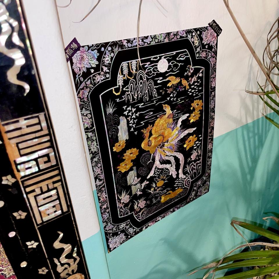 Traditional Najeonchilgi Hwajodo Mother-of-Pearl Design Poster A3