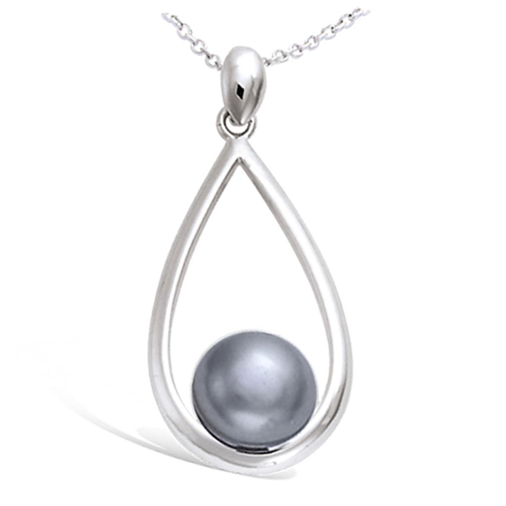 Les Trésors De Lily [M6184] - Silver Pendant 'Perla' Silver Gray (rhodium-plated) - 35x15 Mm