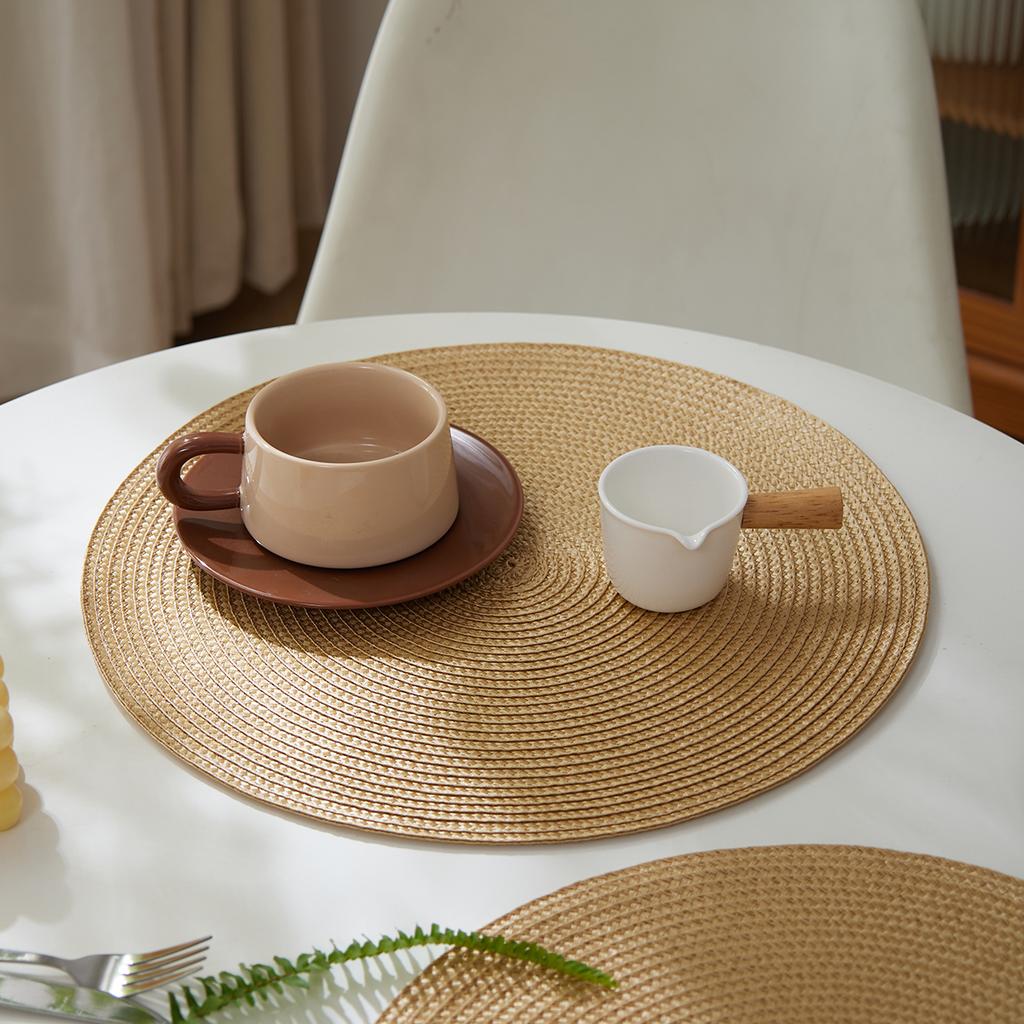 Rund Geflochtenes Set von 6 Waschbaren Runden Tischsets für Weihnachten Küche Hochzeit Esstisch 38cm Gewebte Hitzebeständige Platzsets