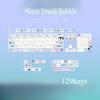 Micro Drunk Bubble Cherry Pbt Keycaps Cherry Theme Cute Pink Girl 129Keys Blue And White Double Spliced Keycaps