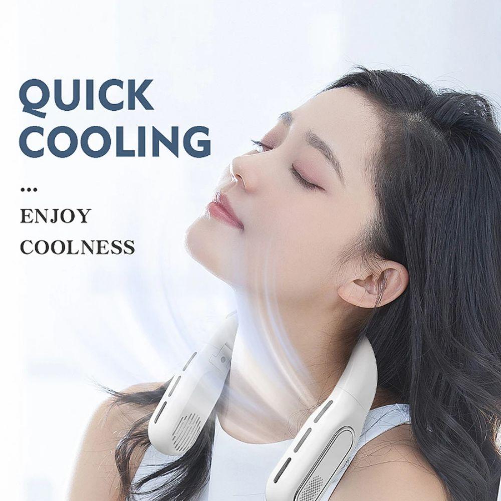 

1pc USB portable small fan,Leaf less folding neck hanging fan,outdoor travel small fan,three speed wind power,summer supplies белый