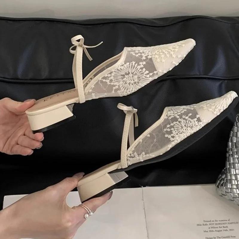 Fashion Women Mid Heels Slippers Summer Elegant Dress Shoes Slingback Walking Cozy Woman Pumps 2025 Designer Casual Women’s Zapatillas