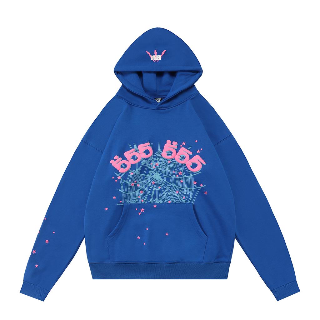 Cross-border beauty tide sp5der loose American hip-hop street casual loose and versatile pure cotton hooded sweater printing