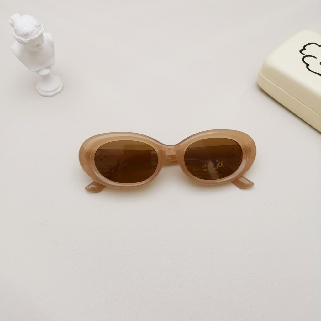 2025 Children's Personality Color Block Oval Frame Sun Protection Beach Boys And Girls Stylish Versatile Version Sunglasses