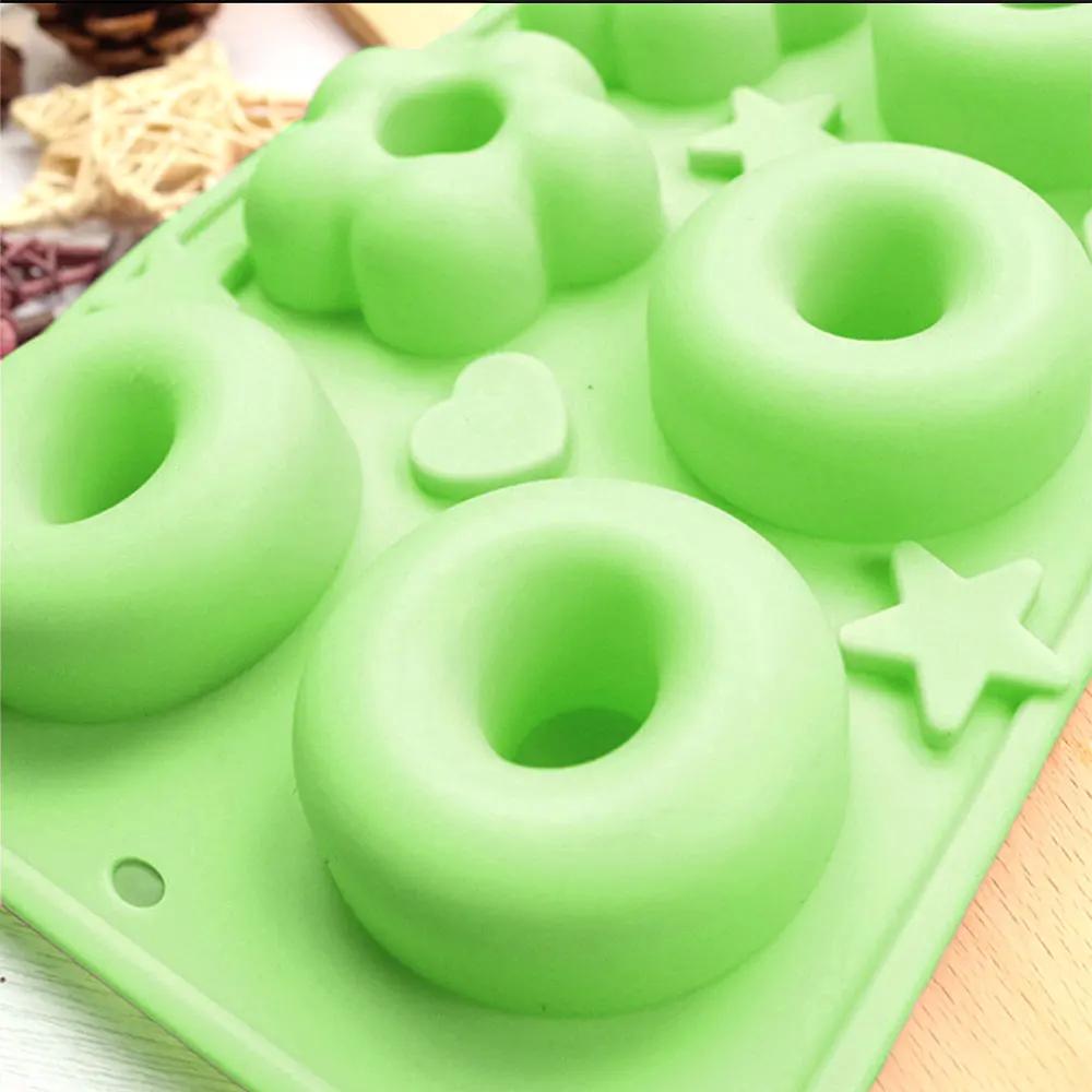 6 Holes Flower Doughnut Silicone Molds Hollow Sphere Mousse Cake Mould Easy Demold Soap Candle Making Tool Valentine’s Day Gifts
