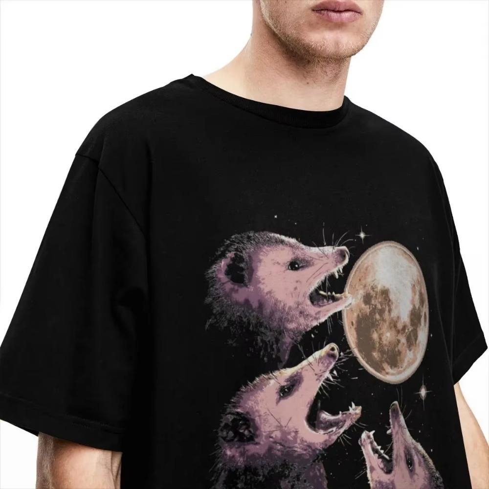 Fantastische Lustige Opossum Meme T-Shirts für Männer Frauen Drei Opossums Heulen den Mond an T-Shirt Geschenkidee Kleidung