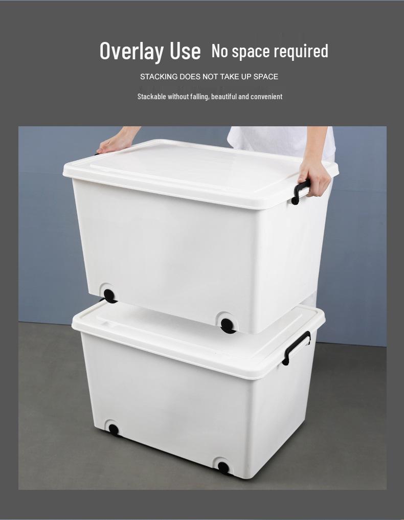 Yangyangyu Plastic Storage Box with Wheels - Solid Color, Thickened Design for Clothes and Underwear.