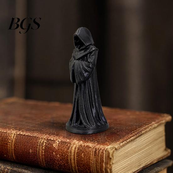 Dust-proof Resin Figure 3D Printed Hooded Robe Ornament, Matte Black Faceless Monk Figurine, Vintage Sculpture Gothic Style Sculpture, for Halloween