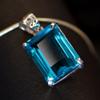 CERTIFIED Blue Sapphire Pendant 925 Sterling Silver Natural Emerald Stone 58 Ct My-487-sa