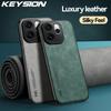 KEYSION Luxury Retro PU Leather Phone Case for OPPO Reno 15 Pro Max 5G Silicone+PC Shockproof Phone Cover for OPPO Reno15 F 5G