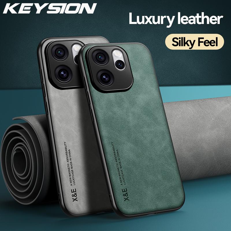 KEYSION Luxury Retro PU Leather Phone Case for OPPO Reno 15 Pro Max 5G Silicone+PC Shockproof Phone Cover for OPPO Reno15 F 5G