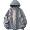 UPF50+ Men's Hooded Sunscreen Jacket Summer Ultra Thin Zipper Pocket Windbreaker Elastic Cuffs Outdoor Hiking Fishing Skin Coats