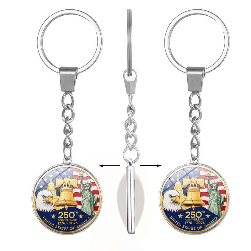 250th US Independence Day Rotating Alloy Keychain Gift