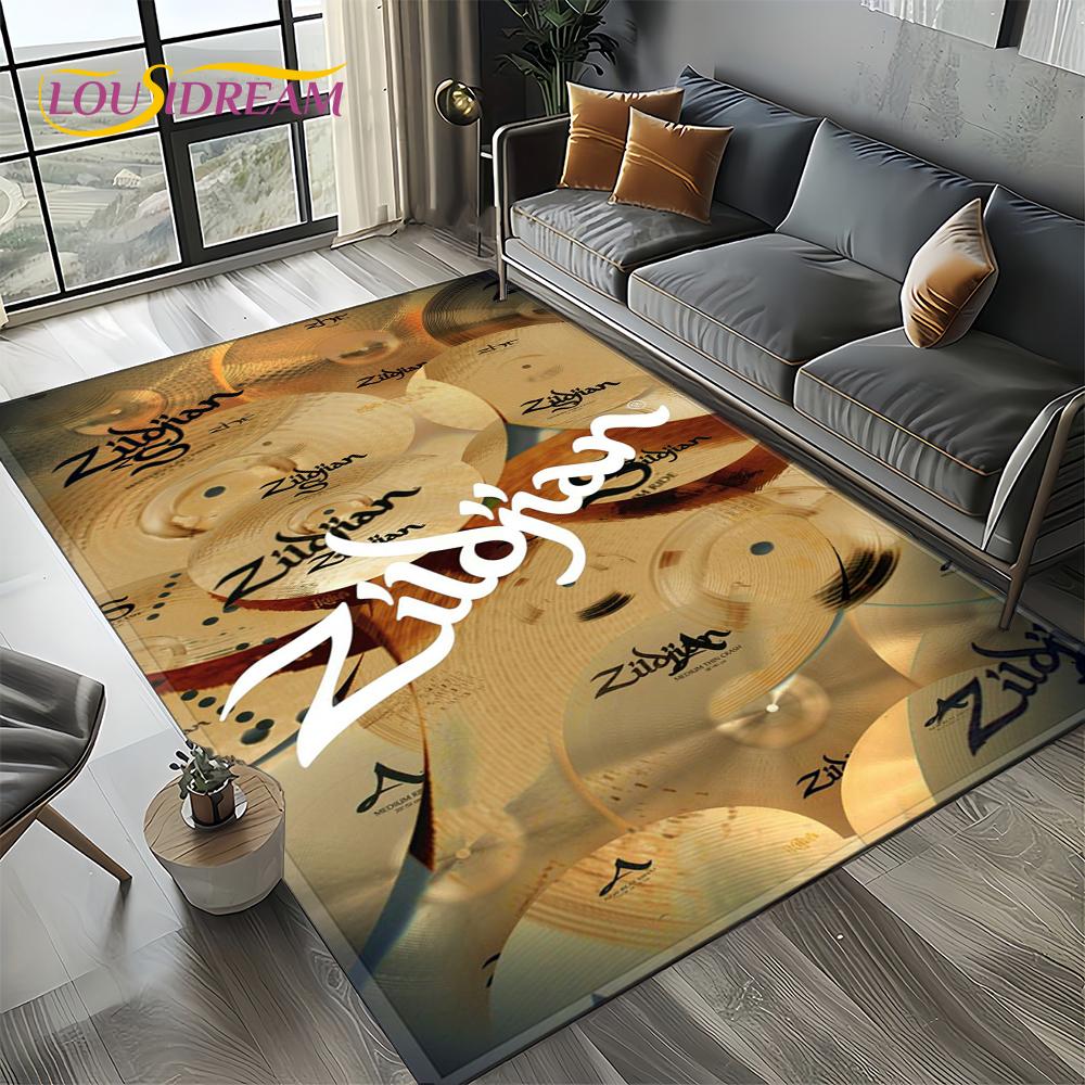 3D Cymbal DW Drum Kit Drum Set Music Instruments Carpet Rug for Living Room Bedroom Home Sofa Decoration,Kids Non-slip Floor Mat