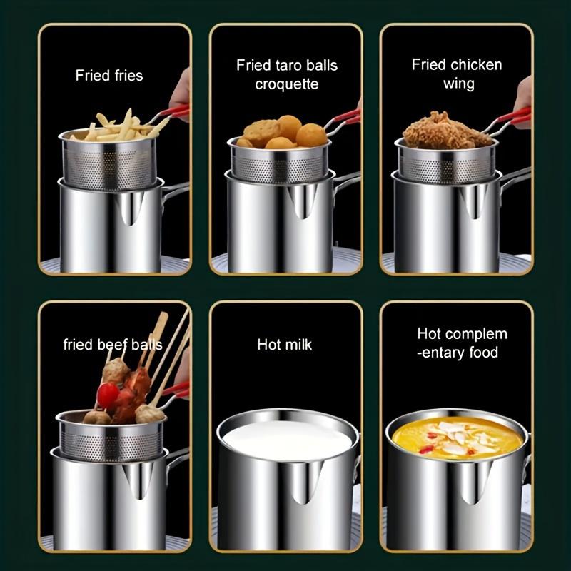 304 Stainless Steel Multi-Function Frying Pot with Filter for Home Use
