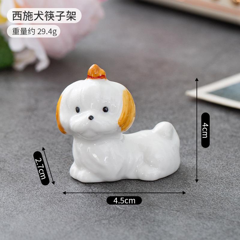 Nytt i sortimentet Japansk Stil Keramisk Hund Fransk Bulldog Teddy Ätpinnshållare Mini Söt Hem Bordsdekoration Ätpinnskudde