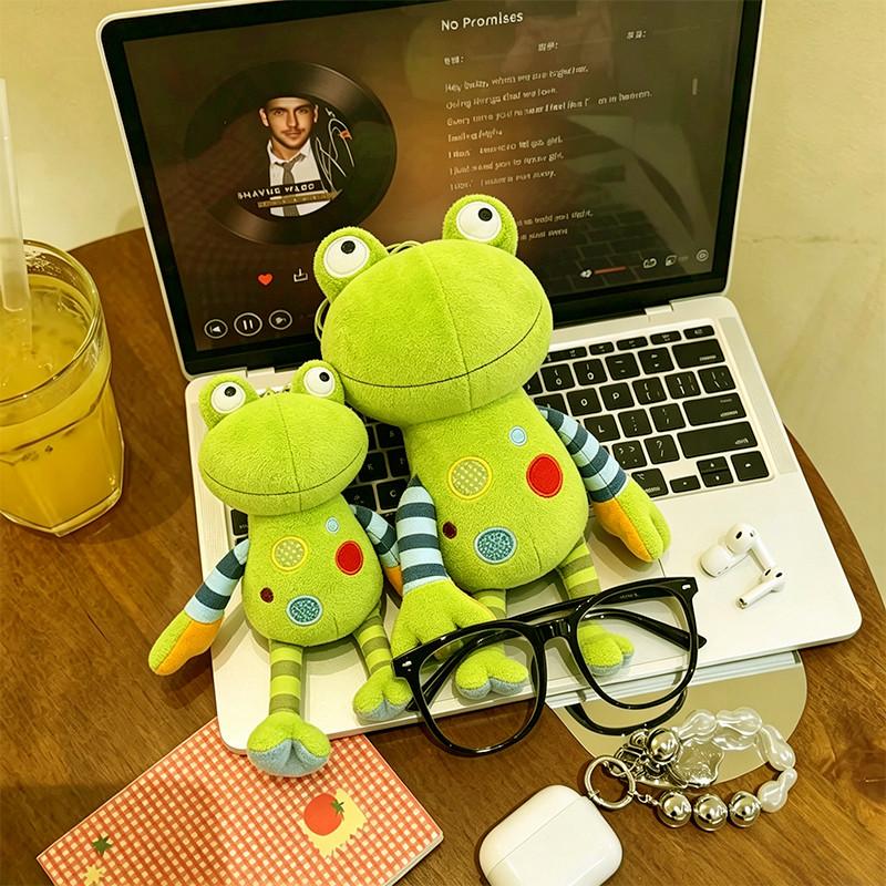 Cartoon Cute Long Leg Frog Plush Doll Pillow Green Floral Frog Reptile Stuffed Toy Home Decor Soothing Gift For Children
