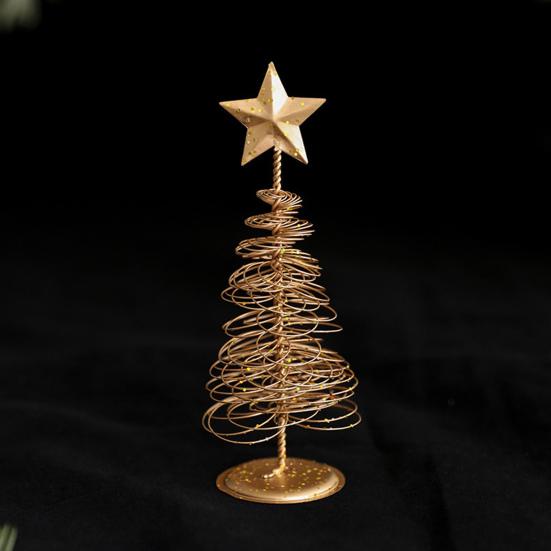 Yousheng Gold Spiral Christmas Tree Decor Glittering Tabletop Tree with Star Topper for Holiday Home Office Table Centerpiece Mantel Shelf Decor