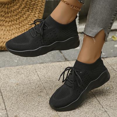 Moda Duży Rozmiar Damskie Wygodne Oddychające Dzianinowe Sneakersy Płaskie Niskie Top Codzienne Buty Sportowe dla Kobiet 2024 Wiosna Zapatos Mujer