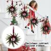 Christmas Kitchen Cabinet Wreaths With Plaid Bow Ribbon Hanging Cabinet Doors Wreaths Decorative For Kitchen Window Outdoor Indoor Holiday Decor