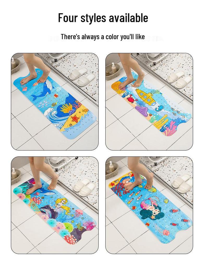 Cartoon Non-Slip Bathroom Mat - Printed Pattern Shower & Bath Floor Mat, Customizable Labeling