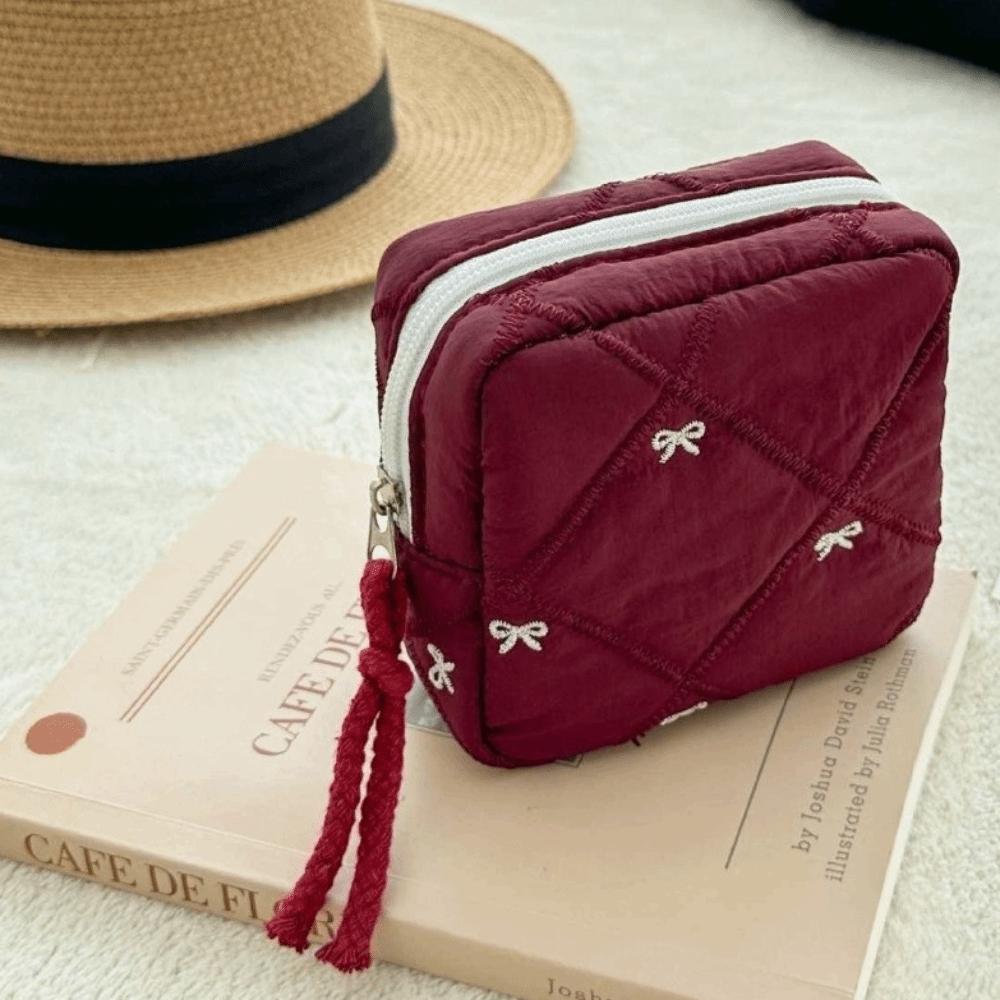 Multi-functional Bow Cosmetic Bag Portable Sanitary Napkin Storage Bag Cute Toiletry Bag  Women