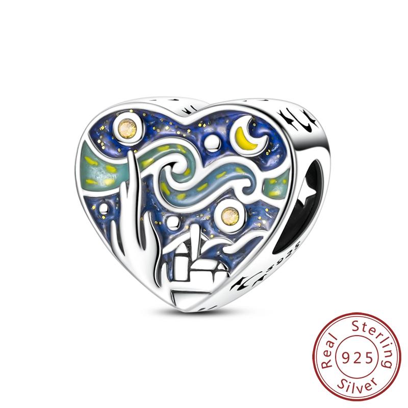 Copper Metal Bead Component Luminous Starry Sky Compatible With Authentic Original Charm Bead Component Bracelet High Quality Fine Jewelry Do It