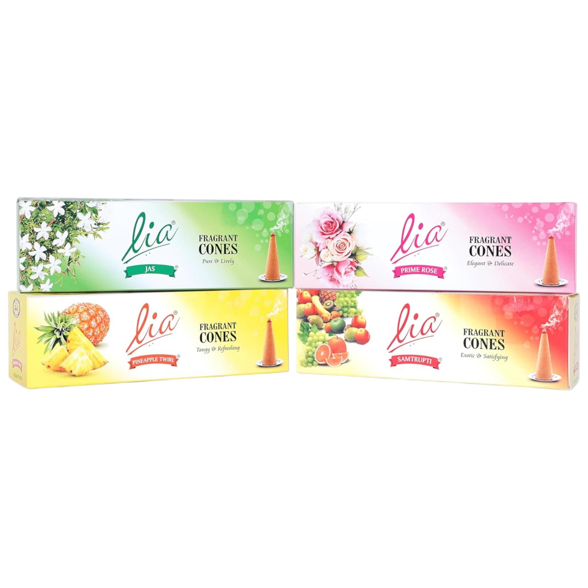 

Cycle Pure Lia Incense Cones Combo Pack of 4 Fragrances 64 Cones Long-Lasting Aromatic Dhoop for Meditation and Relaxation