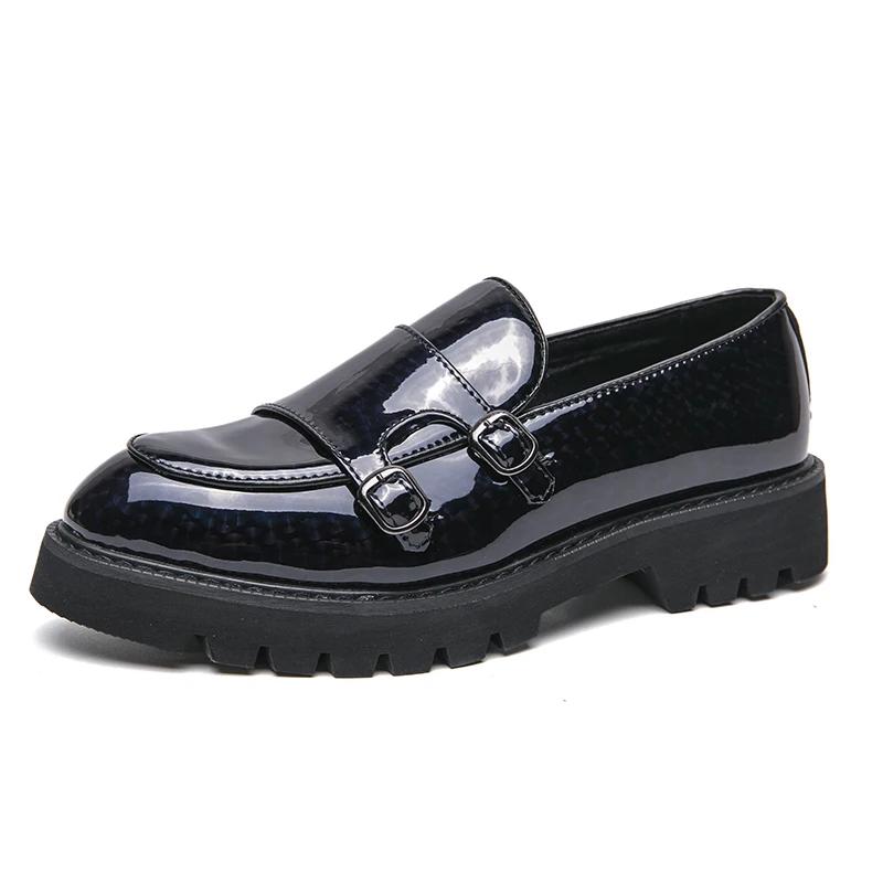 Zapatos de vestir de fiesta de moda urbana para hombre, con suela gruesa y puntera reforzada. Zapatos casuales de cuero genuino para hombre, modelo 2024.