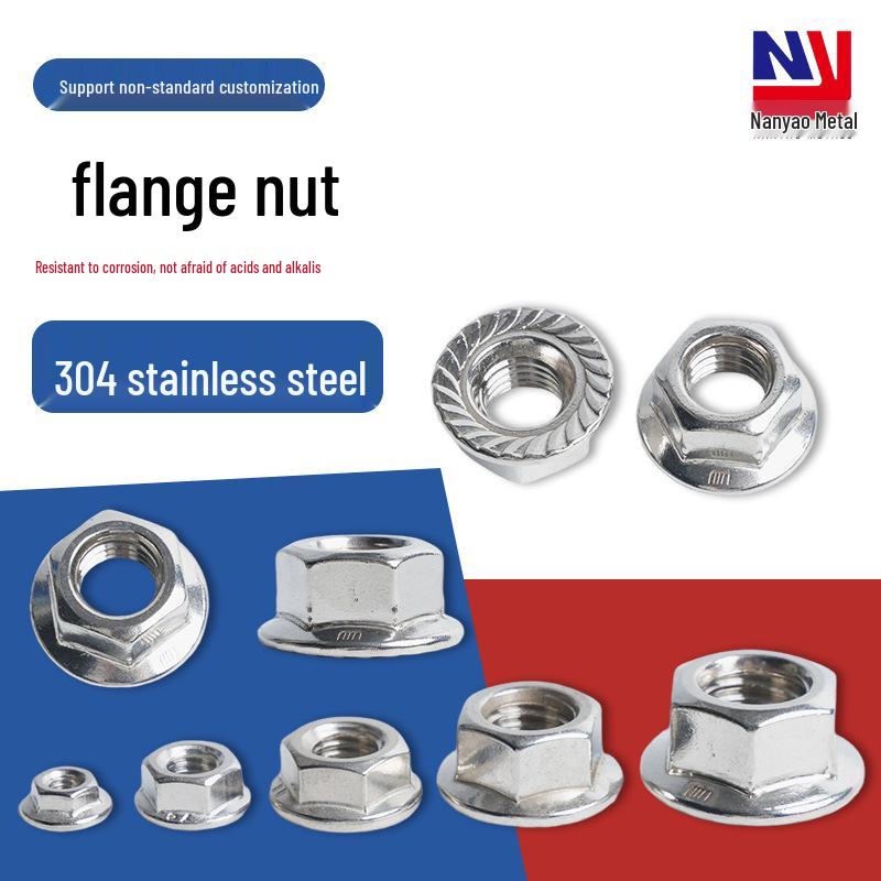 304 Stainless Steel Hexagonal Flange Nut with Teeth