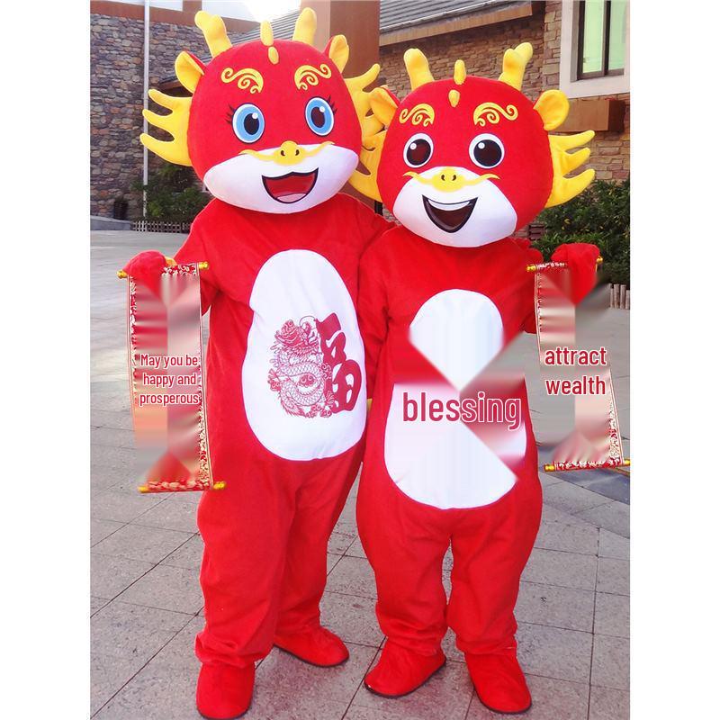 Dragon Zodiac Mascot Costume: New Year Cartoon Performance Outfit