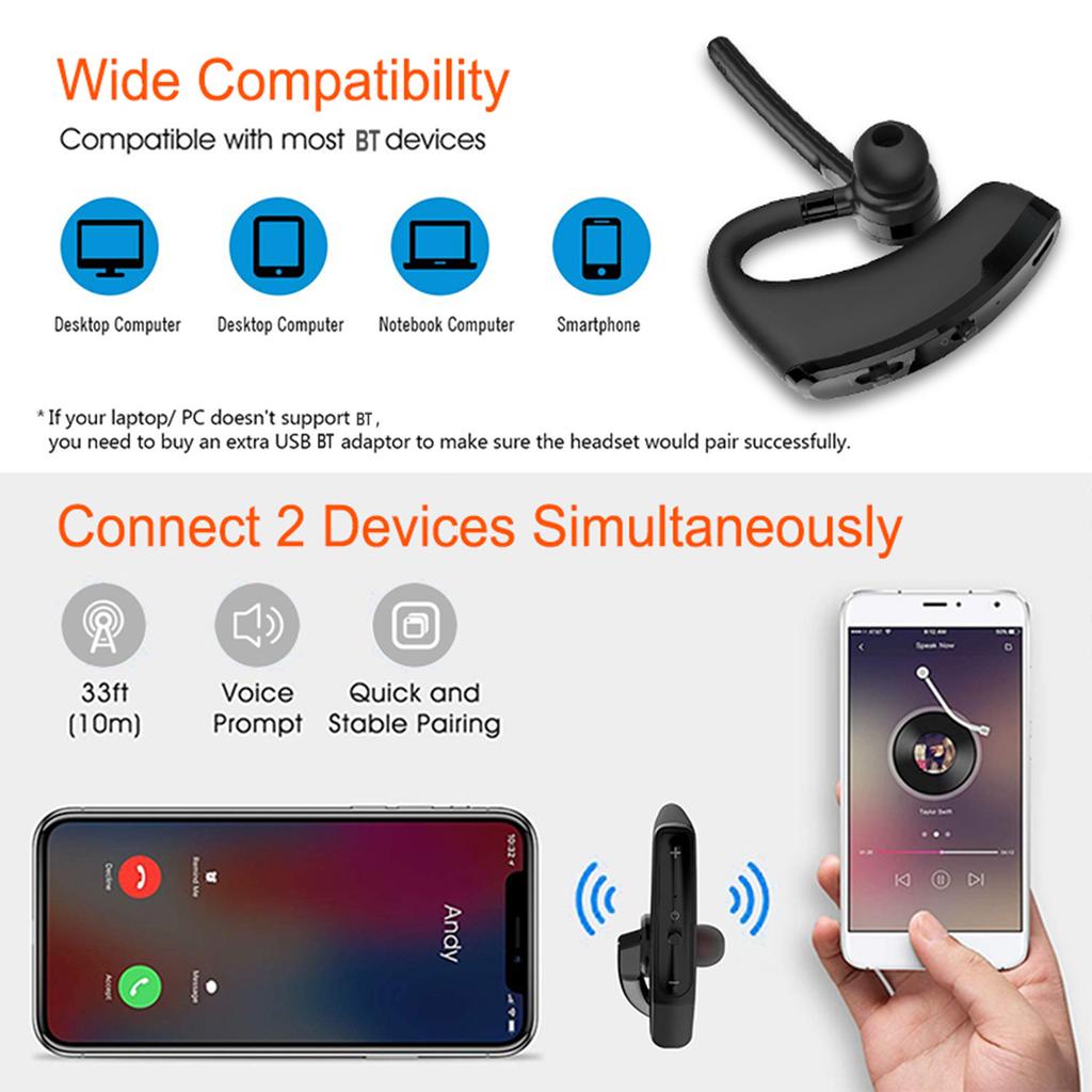 V8 Jednoslúchadlové Bluetooth 4.1 Slúchadlo 270 Stupňová Rotácia Handsfree Hovory Hlásenie Čísla Dlhá Výdrž