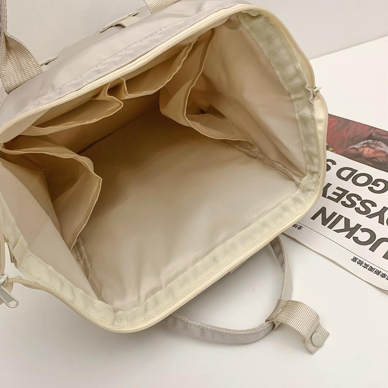 Nylon Middle School Student Schoolbag Waterproof Solid Color Backpack Large Capacity