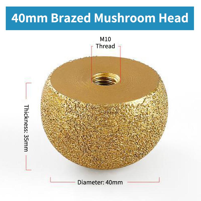 30 40 50mm Brazed Mushroom Head Diamonded Grinding Bits For Inner Arc Bowl Bottom Trimming Engraving Bit Polishing Grinding Tool