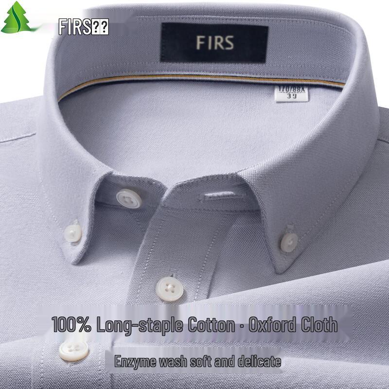 Мужская рубашка FIRS из чистого хлопка Оксфорд с коротким рукавом 39