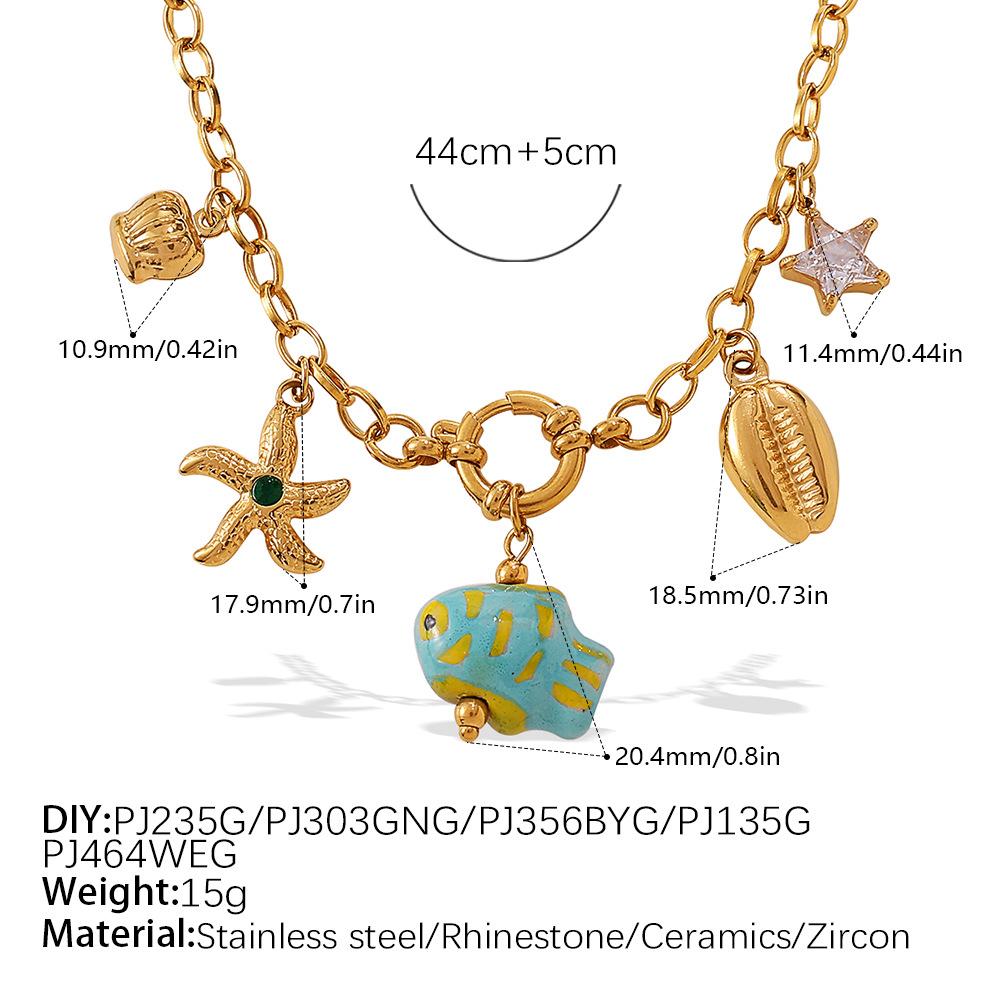 Ocean Wind Resort Beach DIY Pendant Starfish Necklace Stainless Steel Gold Plated Necklace Jewelry Women