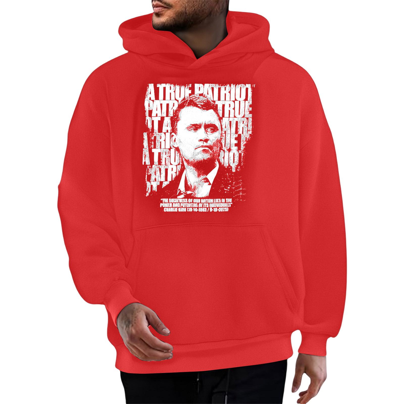 

Men s Fashionable Casual Long-sleeved Printed Hooded Sweater Top XXL красный