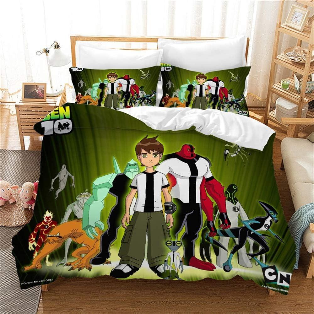 Exquisite Cartoon Ben 10 Wallpaper Anime Print Bedding Set Duvet Cover Comforter Bed Youth Kids Girls Boys Birthday Gift