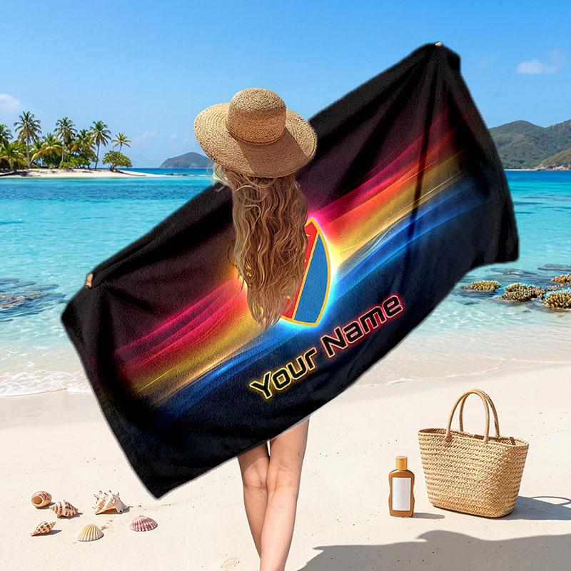 Djurgårdens IF Custom Beach Towel, Personalized Name Text Print, Football Logo Soft Quick‑Dry Towel Holiday Gift