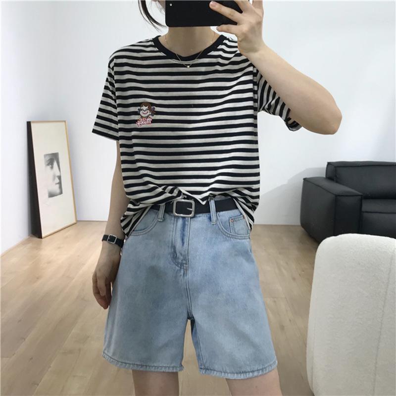 Korean Style Women's Summer Denim Shorts - Casual, Loose, Slim, Straight, Trendy Cycling Design (2022 Version)