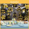 Birthday Black Celebration And Gold Theme Festive Paper Spiral Decor Hanging
