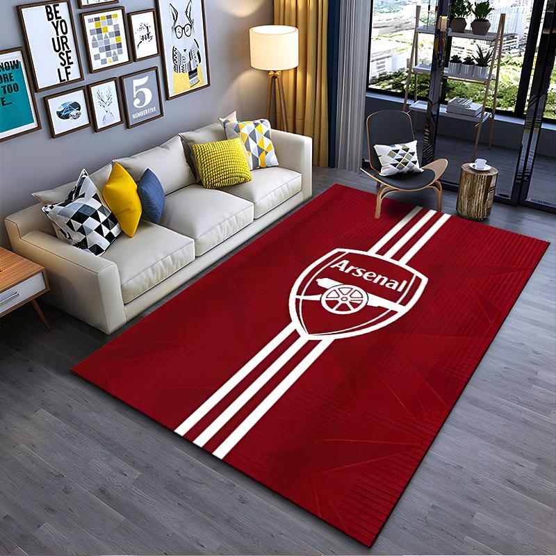 Rotes Arsenal Logo Teppichdesign geeignet als rutschfeste Matte für das Wohnzimmer oder Schlafzimmer Sofa