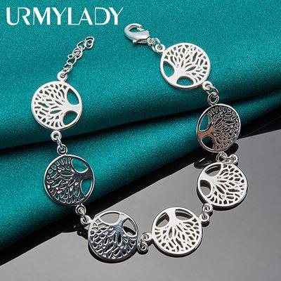 925 Sterling Silver Rond Tree of Life Chain Bracelet For Women Fashion Wedding Engagement Party Jewelry