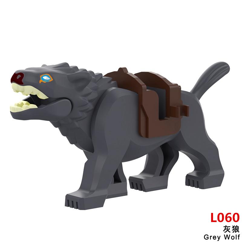 Medieval Animals Series Brown/Gray/White Wolf Mount Assembling Small Particle Building Blocks DIY Bricks Toys For Kids Gifts