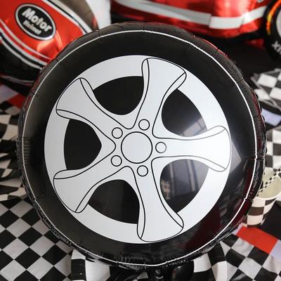 Car Racing Theme Birthday Checkered Car Wheel Balloon Party Supplies Tire Air Globos Tire Balloon