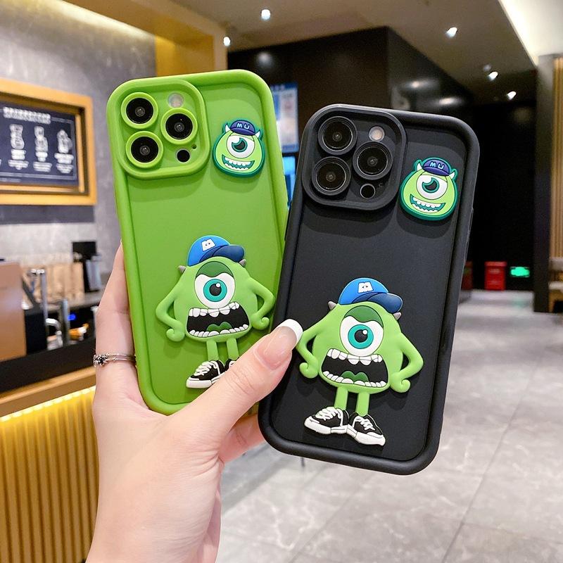 Applicable To iPhone17 Mobile Phone Case Green One-eyed Monster Apple 16promax Three-dimensional Cartoon Doll Foreign Trade Tide Case
