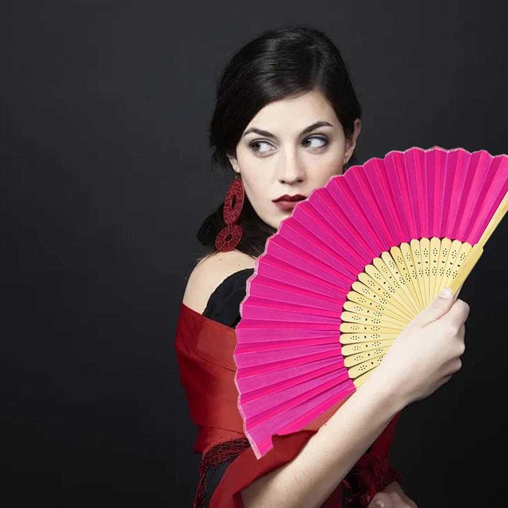 Bamboo Silk Folding Fans, Fabric Handheld Accordion Fans, Vintage Decorative Fans for Dance, Performance, Party, Wedding Decor