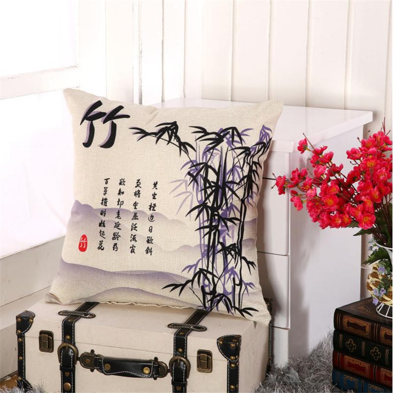 45x45cm Baumwoll-Leinen Sofakissenbezug Vintage Cartoon Tier Blume Bedruckt Wohnzimmer Dekorative Kissenhülle