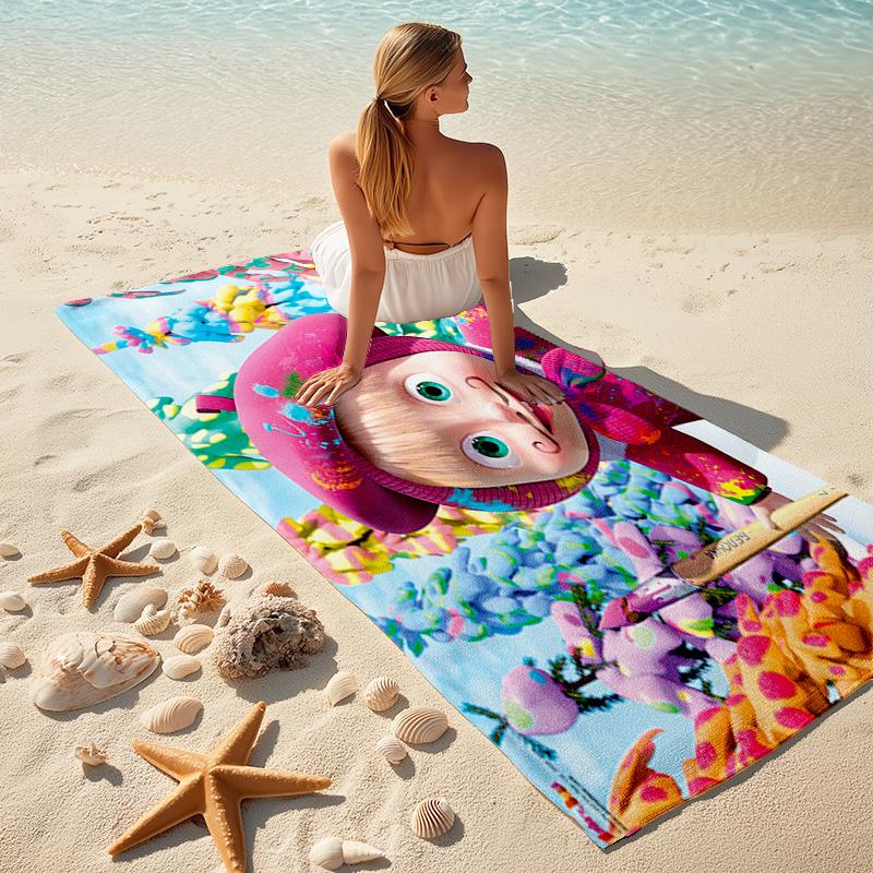Fairy Tale Cute Cartoon Masha and the Bear Beach Towel, Outdoor Camping Beach Towel for Vacation Swimming, Outdoor Pool, Absorbent Bath Towel, H8